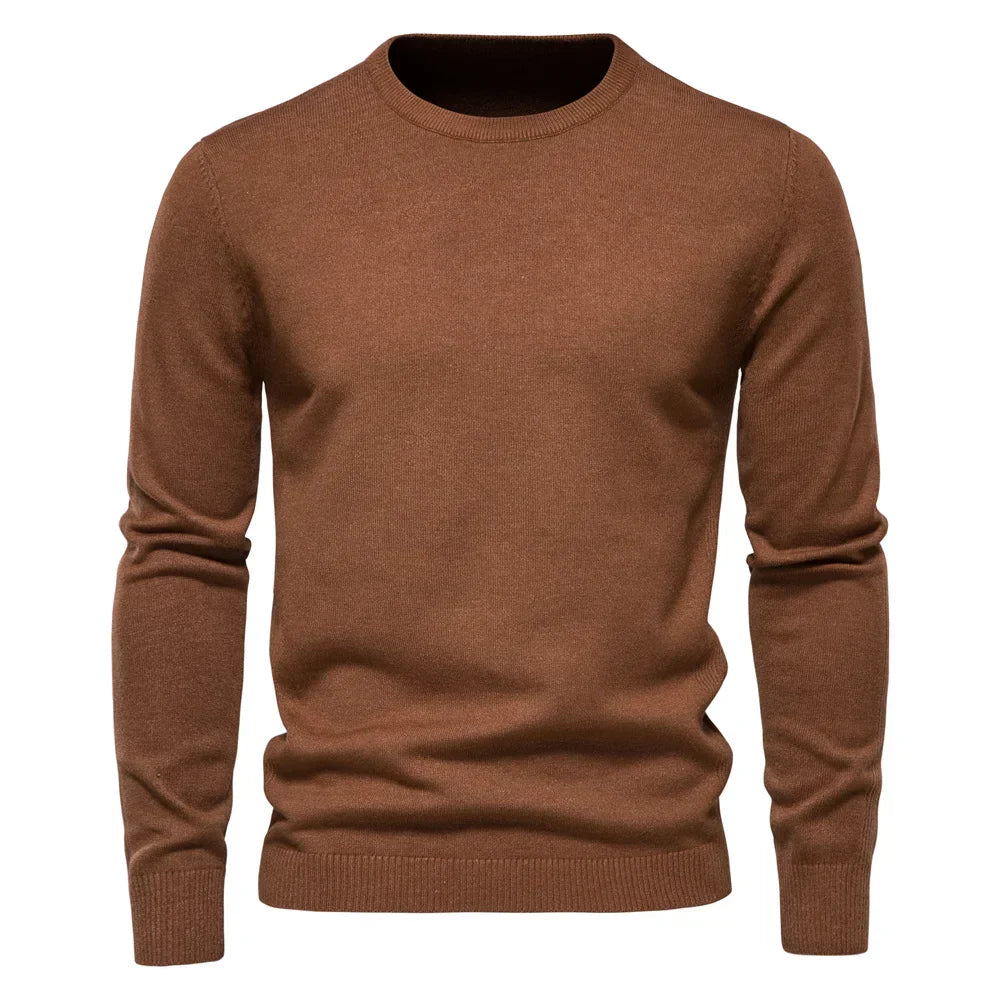 Slim Fit Winter Plain Crew Neck Jumper