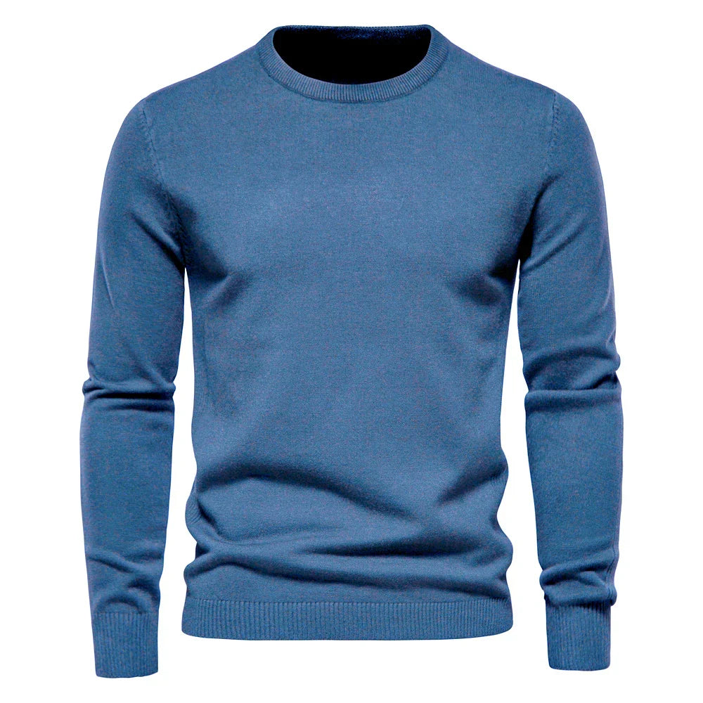 Slim Fit Winter Plain Crew Neck Jumper